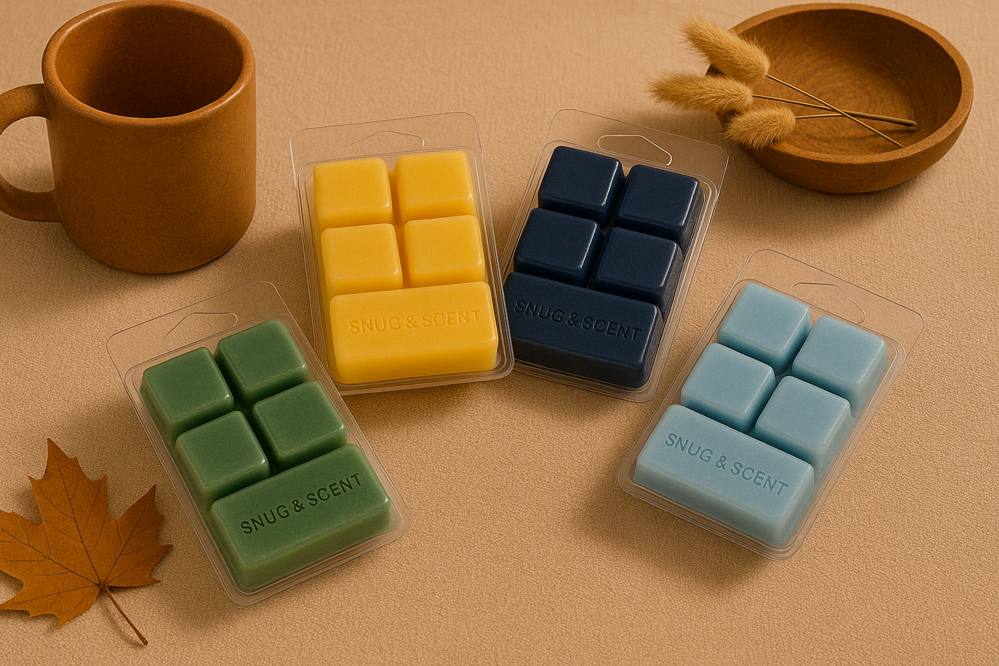 Snug & Scented Wax Melt Cubes – Fresh Essentials, 4-Pack (2.5 oz Each)