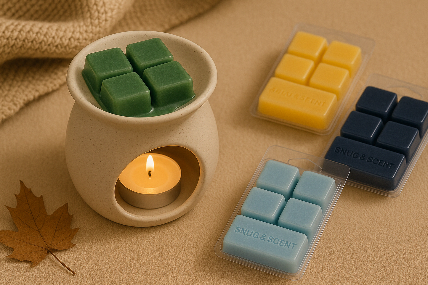 Snug & Scented Wax Melt Cubes – Fresh Essentials, 4-Pack (2.5 oz Each)