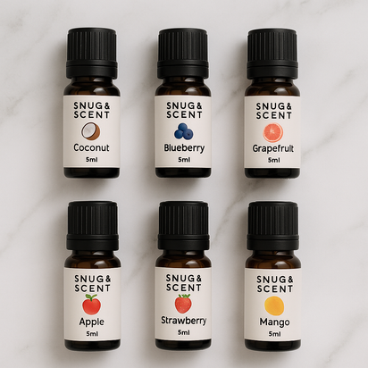 Fruity Bliss — Fragrance Oil Gift Set (6×5 ml) • Coconut, Blueberry, Grapefruit, Apple, Strawberry, Mango