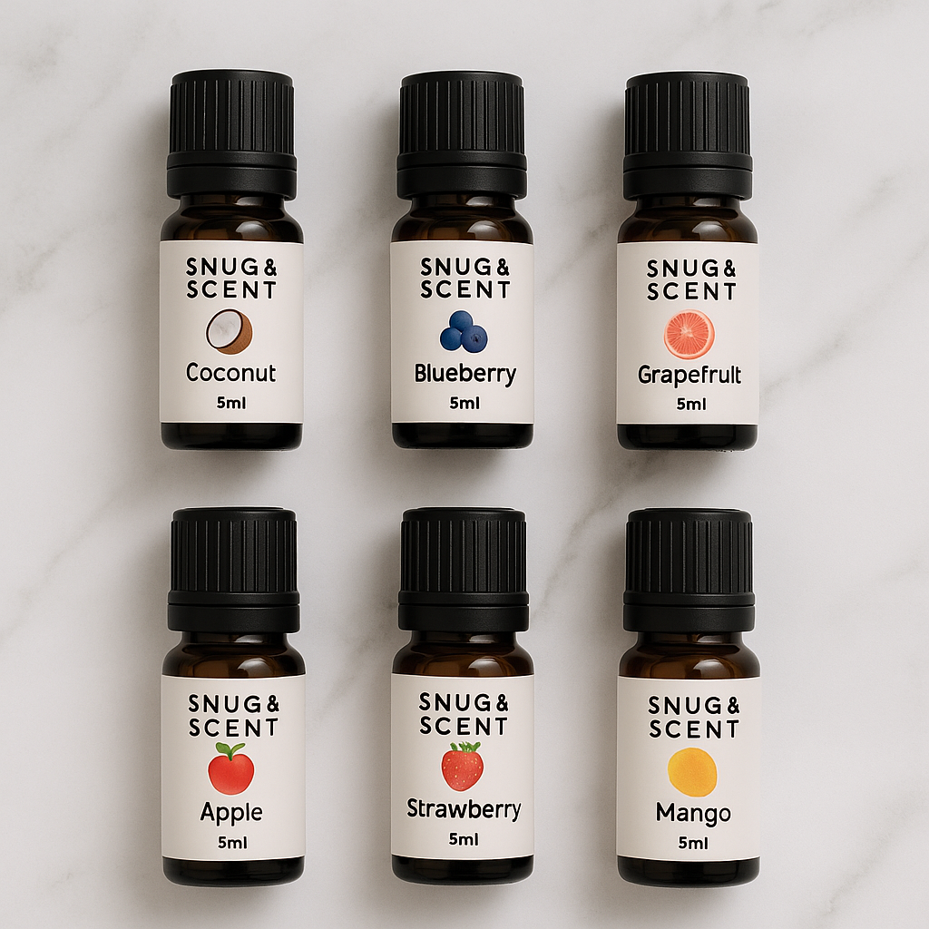 Fruity Bliss — Fragrance Oil Gift Set (6×5 ml) • Coconut, Blueberry, Grapefruit, Apple, Strawberry, Mango