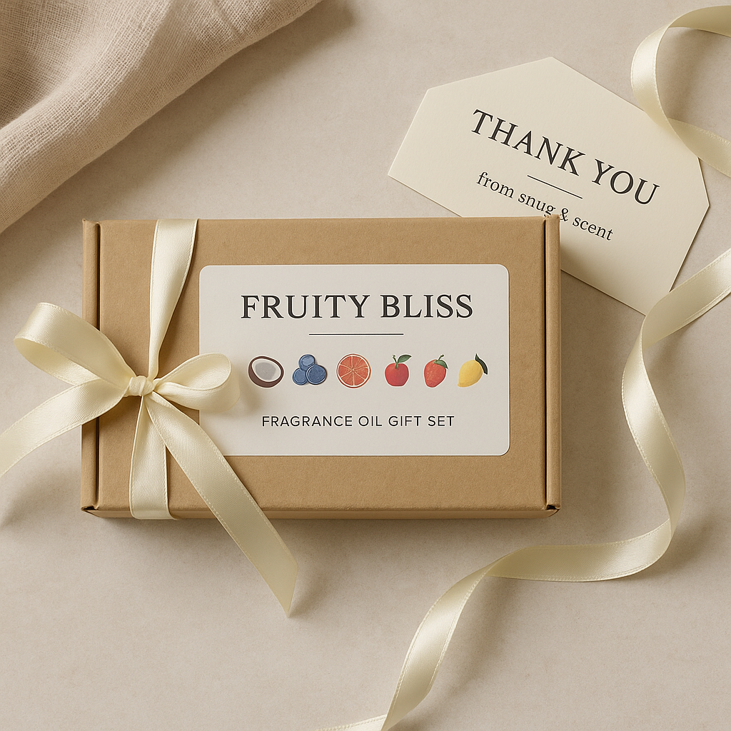 Fruity Bliss — Fragrance Oil Gift Set (6×5 ml) • Coconut, Blueberry, Grapefruit, Apple, Strawberry, Mango