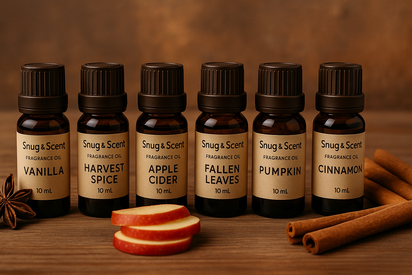 Spice Cabinet — Fragrance Oil Set (6×10 ml) • Vanilla, Harvest Spice, Apple Cider, Fallen Leaves, Pumpkin, Cinnamon